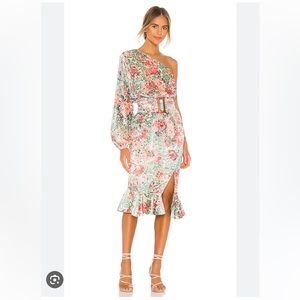 HEMANT AND NANDITA Olivia Midi Dress in Sage Green